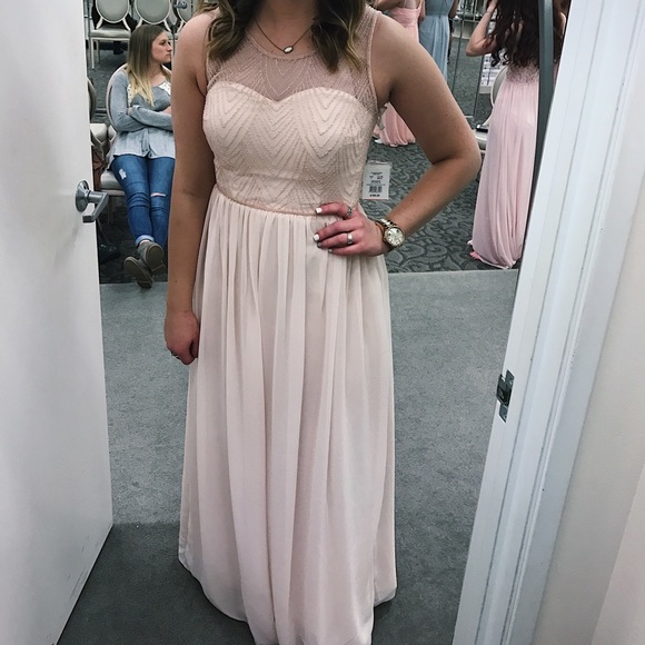 mesh top bridesmaid dress